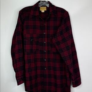 Vintage Gunflint Wool Red Buffalo Plaid Button Up Shirt Size Medium 50s